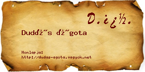 Dudás Ágota névjegykártya